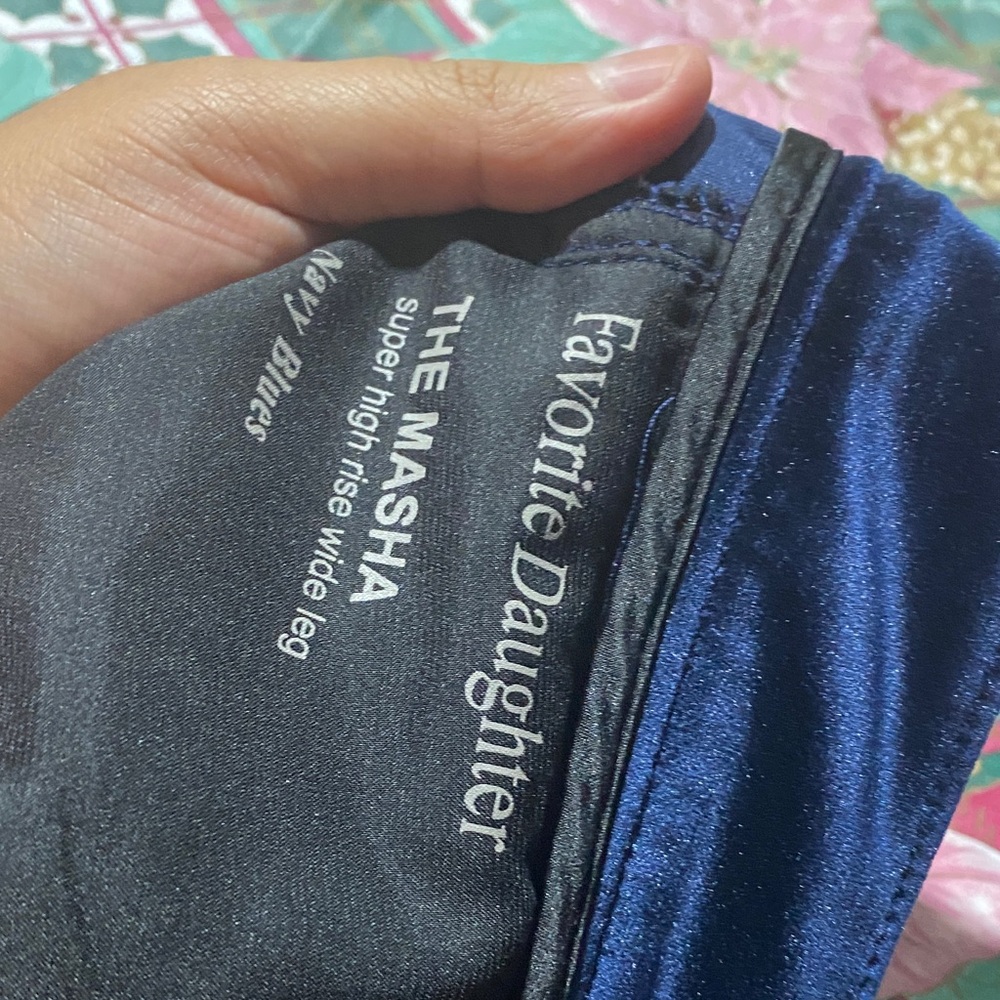 Favorite Daughter The Masha Super High Rise Wide Leg Navy Blue Velvet Size 31 - Picture 2 of 12